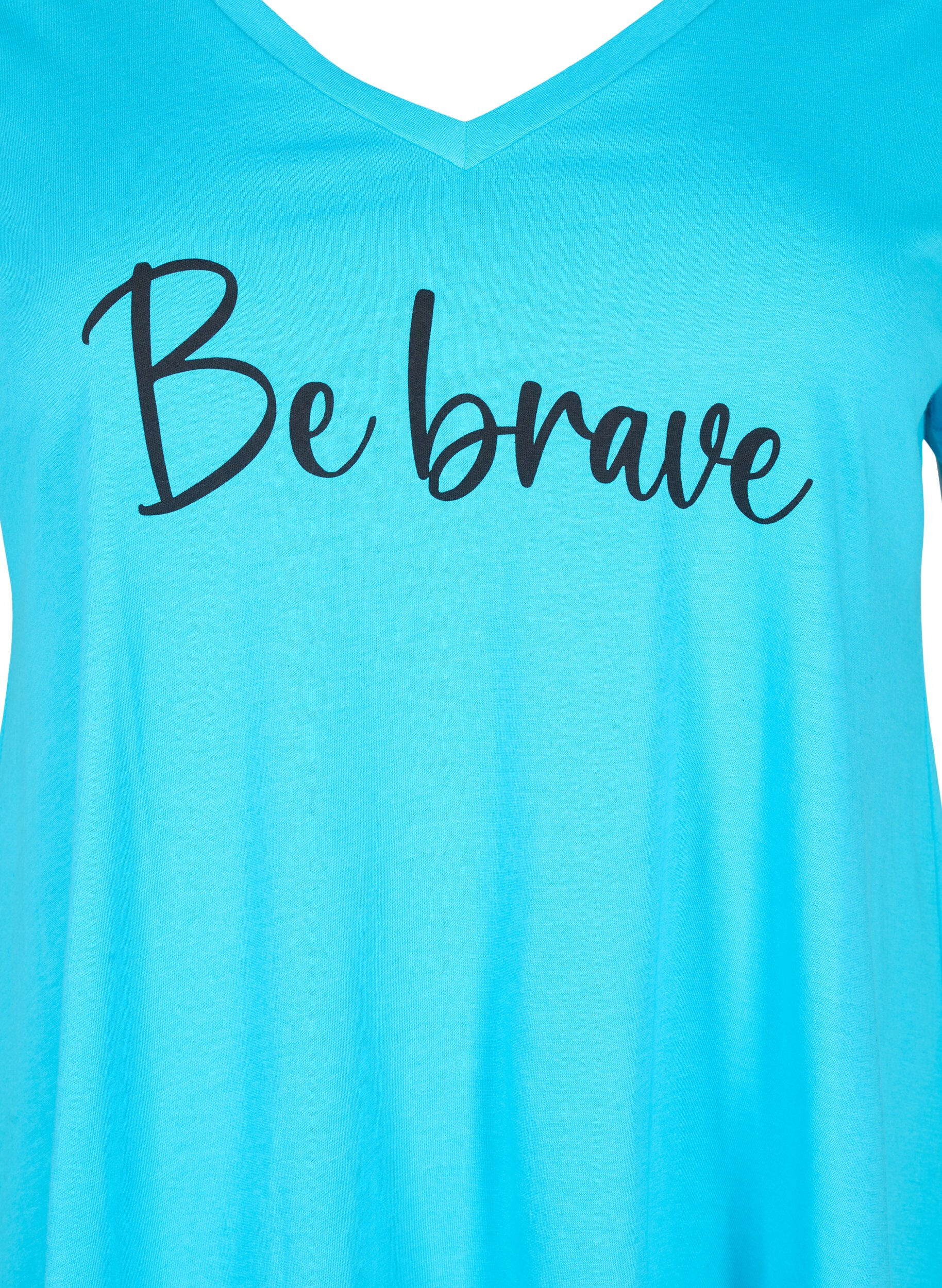 Zizzi T-skjorte i bomull med korte ermer, Blue Atoll W. Be, Packshot image number 2