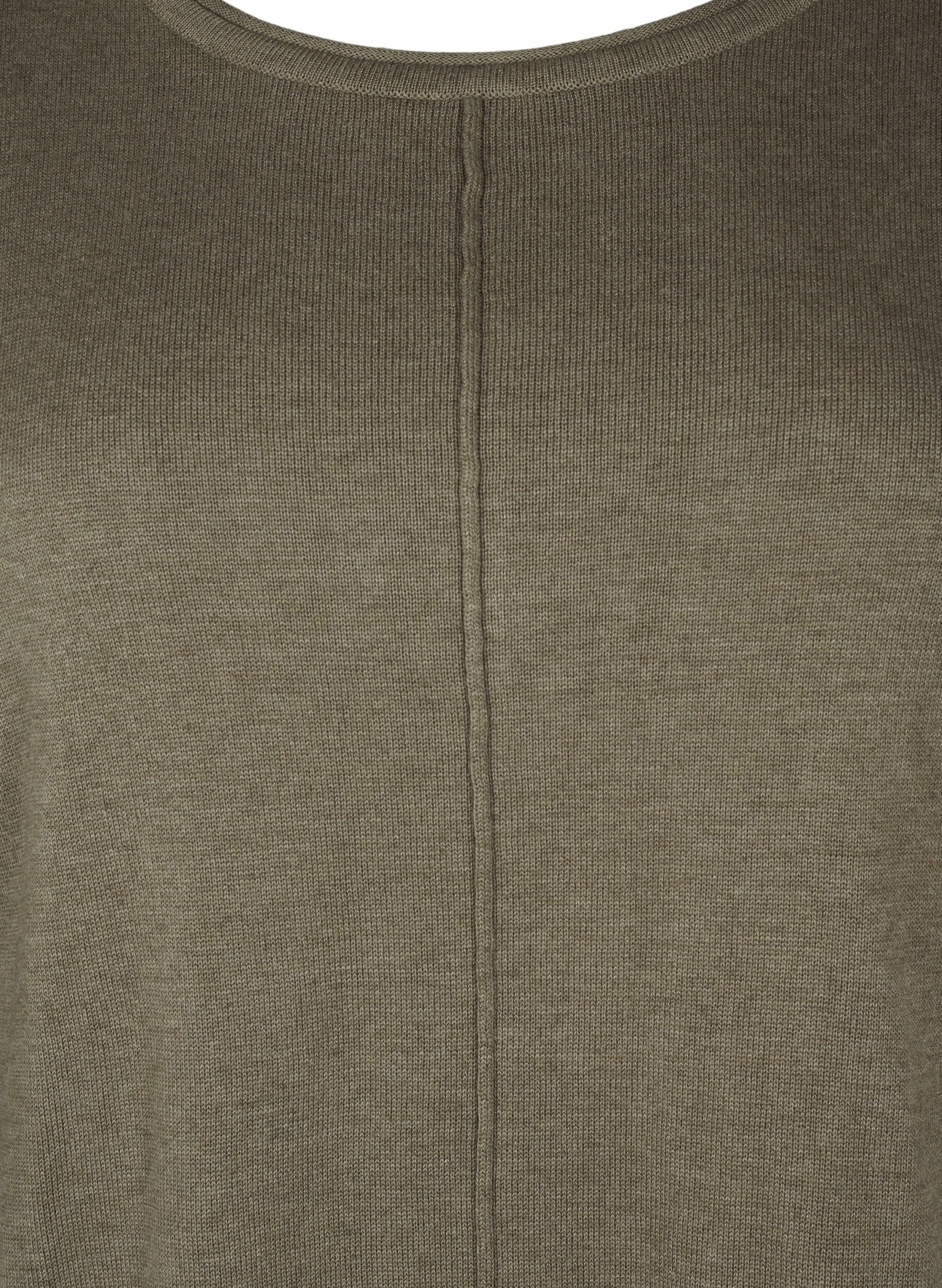 Zizzi Strikket bluse i bomull og viskoseblanding, Gr&oslash;nn, Packshot image number 2