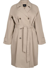 Klassisk lang trenchcoat med belte, Chinchilla