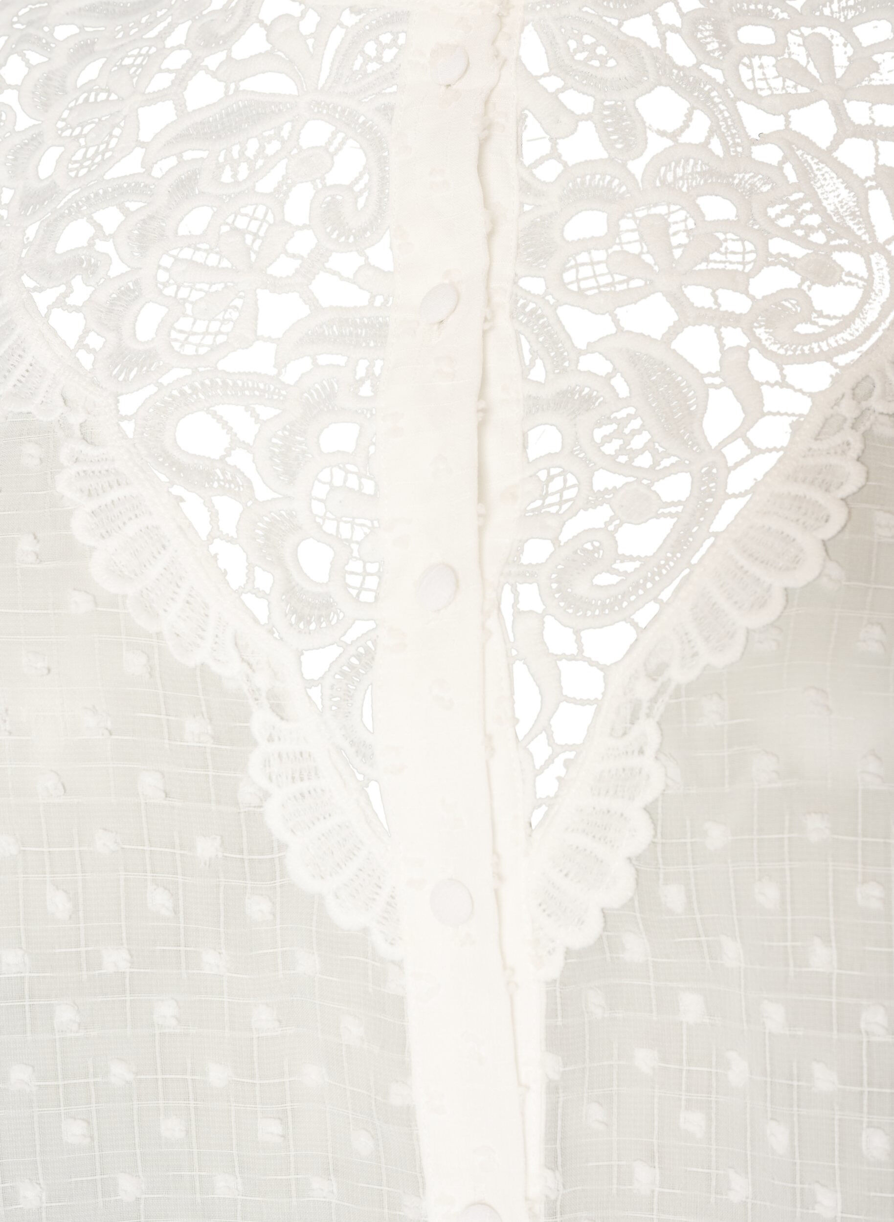 ZizziSkjortebluse med blondeinnlegg og prikkem&oslash;nster, Vanilje, Packshot image number 2