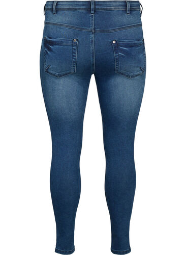 Cropped Amy jeans med glidelås, Dark blue denim, Packshot image number 1