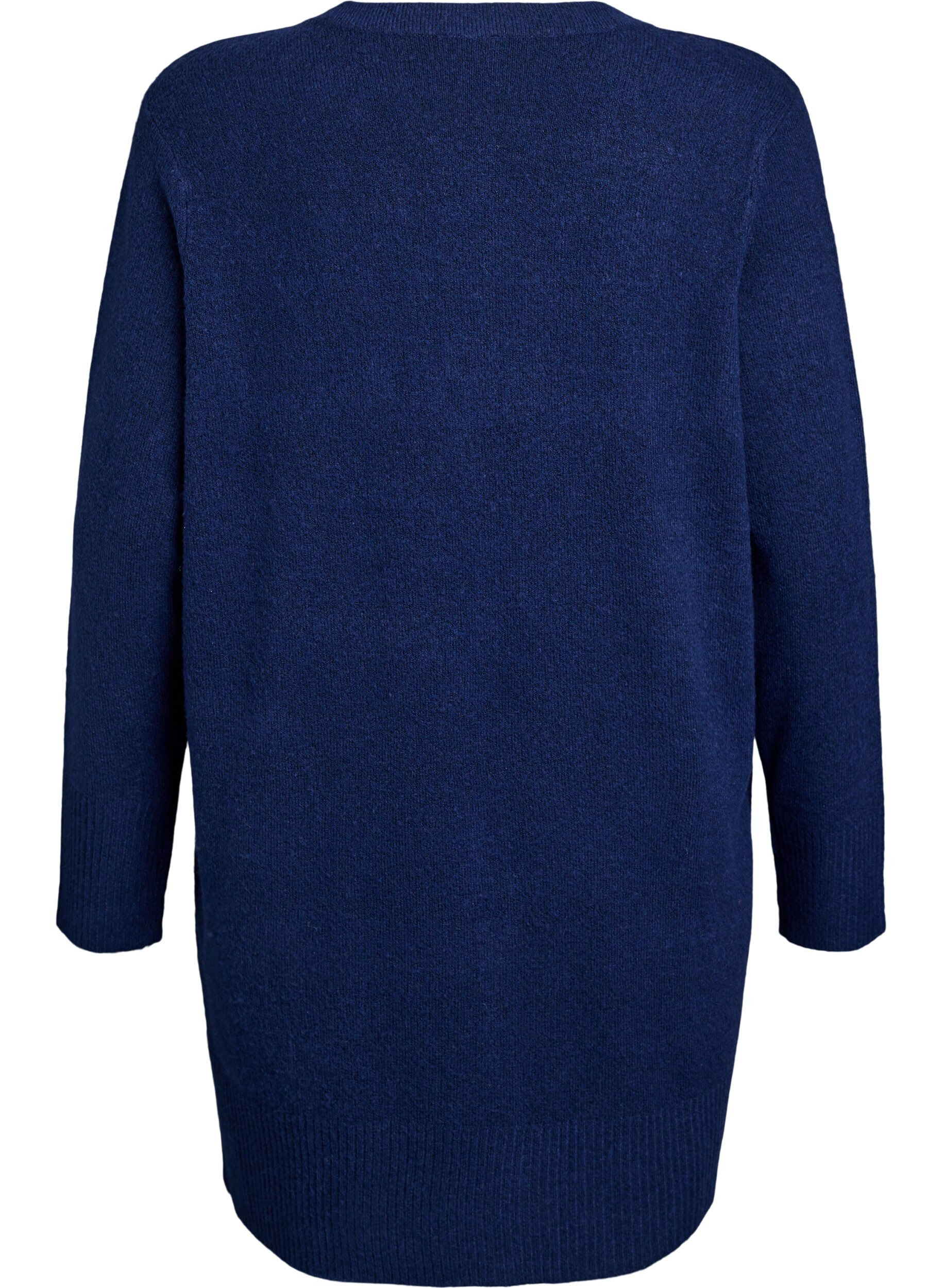 ZizziRibbestrikket cardigan med lommer, Bl&aring;, Packshot image number 1