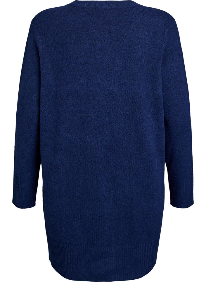 Ribbestrikket cardigan med lommer, Bl&aring;, Packshot image number 1