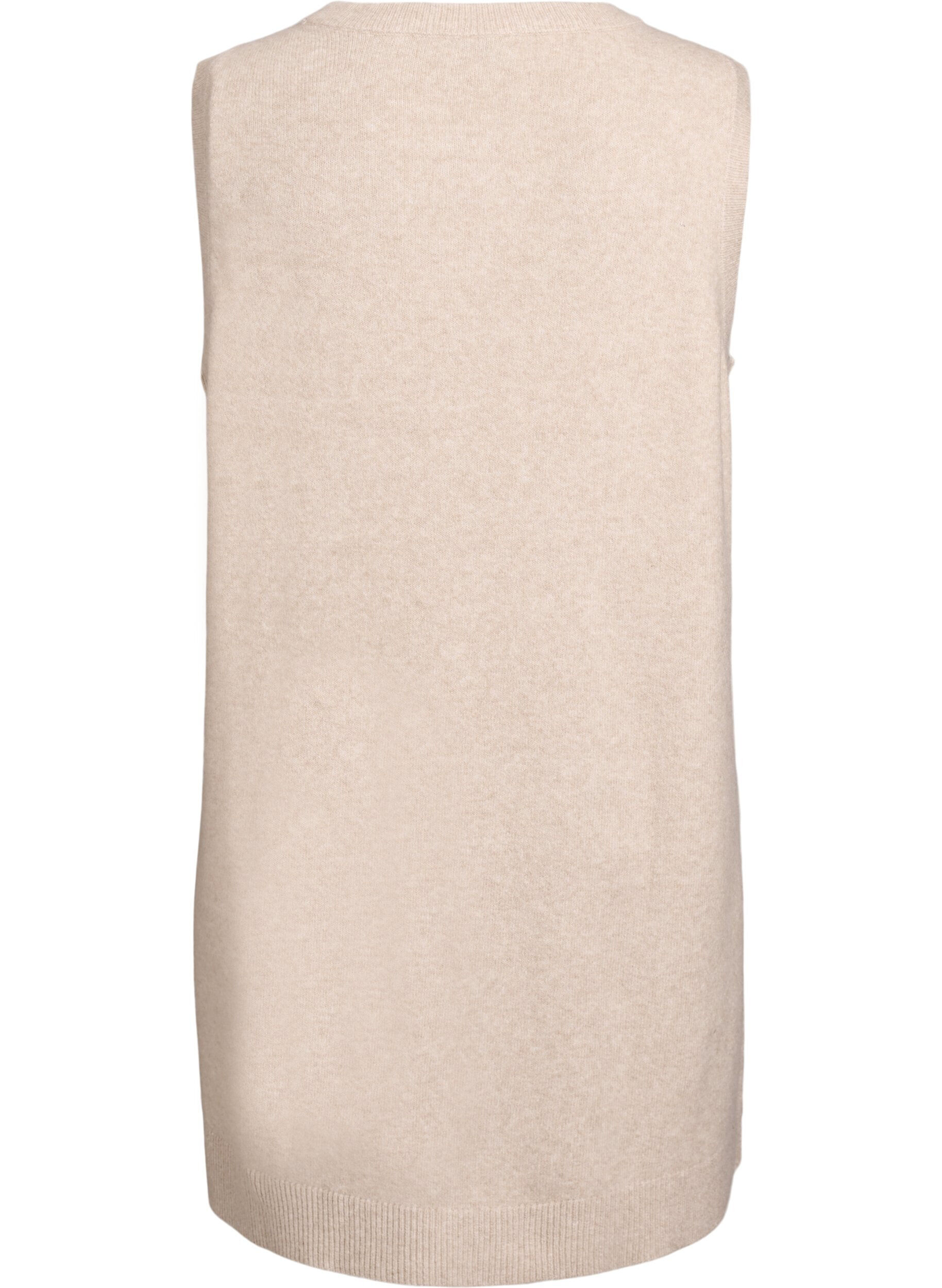 ZizziKort ermel&oslash;s strikkekjole, Beige, Packshot image number 1