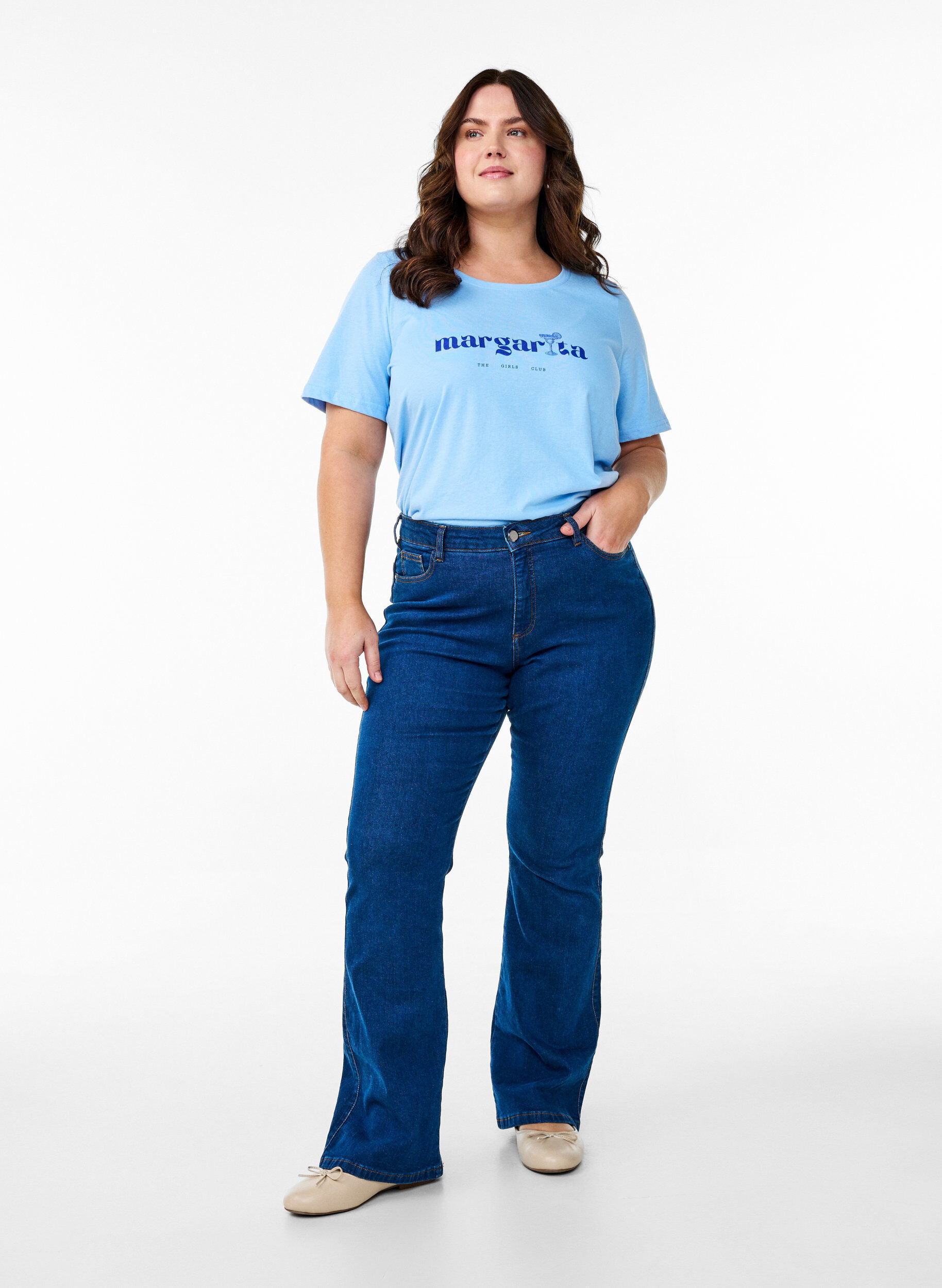 Zizzi FLASH - T-skjorte med motiv, Bl&aring;, Model image number 1