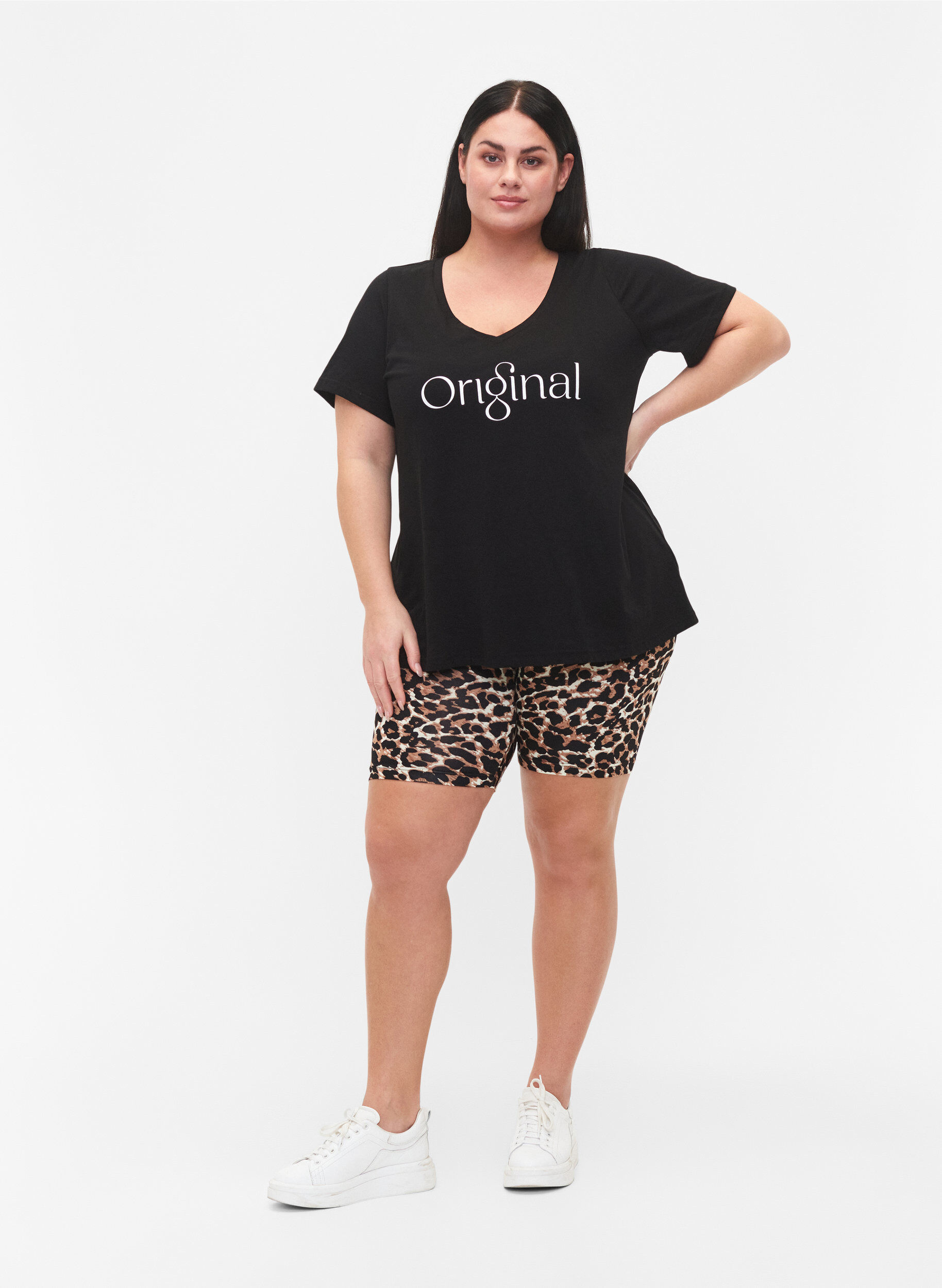 Zizzi 2-pakke sykkelshorts, Svart, Model image number 1