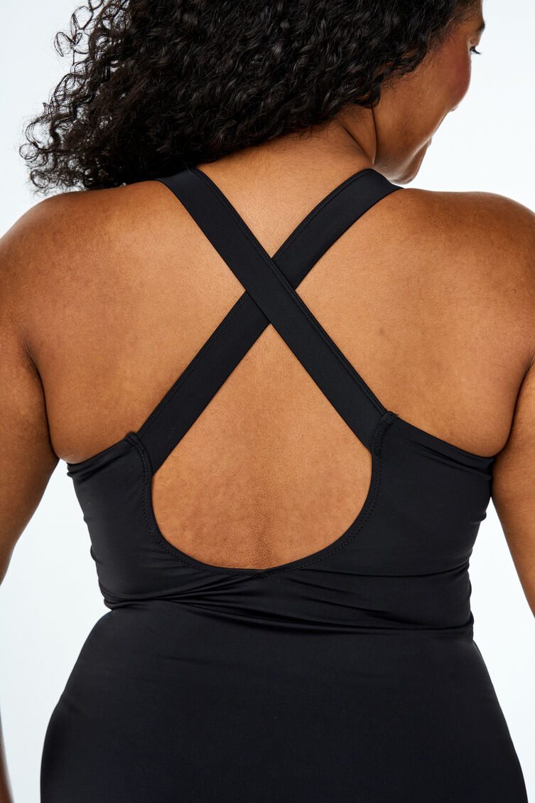 Badedrakt med kryssede stropper, Svart, Model image number 2