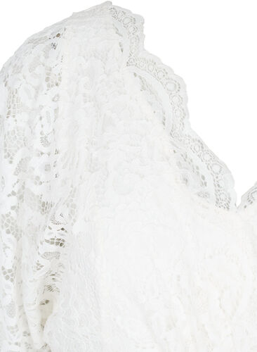 Brudekjole med blonder og splitt, Star White, Packshot image number 2