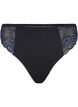 Mikrofiber-G-string med blonder, Black w Blue, Packshot image number 0