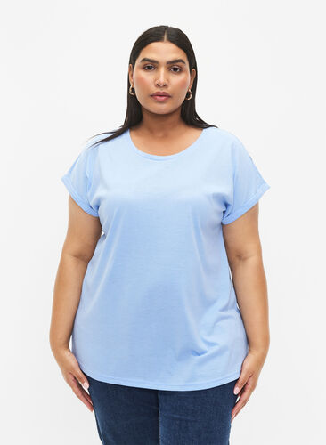 Kortermet T-skjorte i bomullsblanding, Serenity, Model image number 0