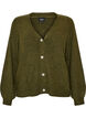 Cardigan med V-hals og ribbestruktur, Gr&oslash;nn, Packshot image number 0