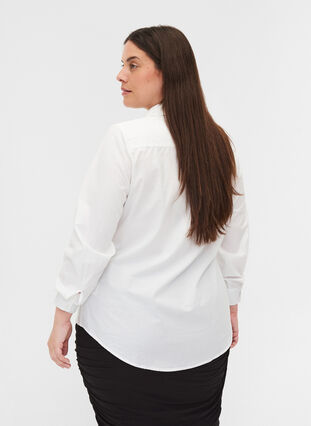 Økologisk bomullsskjorte med krave og knapper, White, Model image number 1