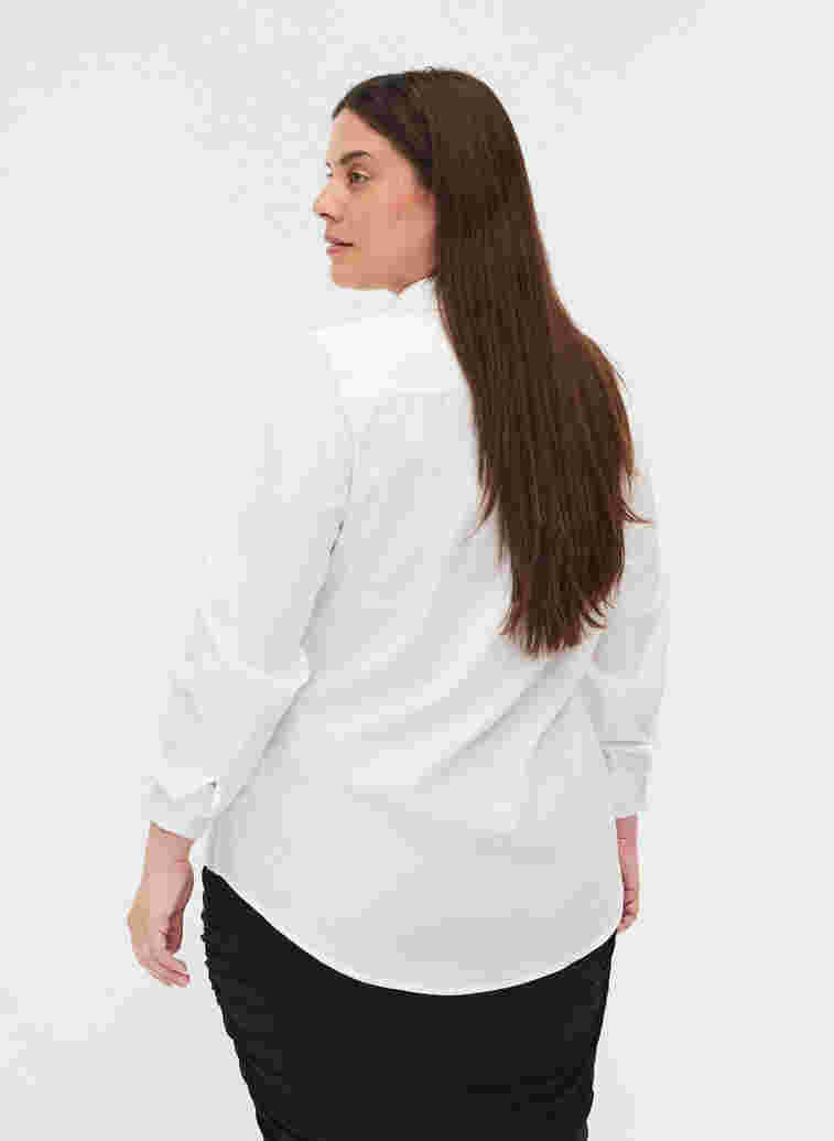 Økologisk bomullsskjorte med krave og knapper, White, Model