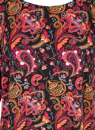 Mønstrete bluse med blonderygg og 3/4-ermer, Black/Multi Paisley, Packshot image number 2