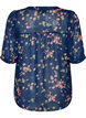Bluse med blomstertrykk og V-hals, Bl&aring;, Packshot image number 1
