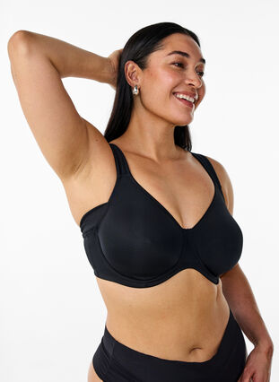 Zizzi Komfort-BH med bøyler og formstøpte skåler, Black, Model image number 0