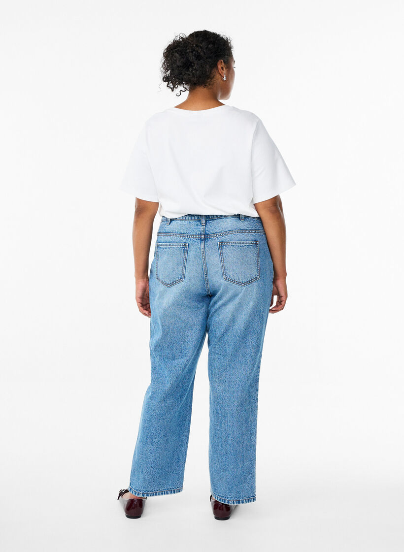 Jeans med straight fit og høy midje, L.B.Denim, Model