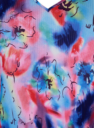 Zizzi Bluse med plissé og 3/4-ermer, Lavender Space AOP, Packshot image number 2