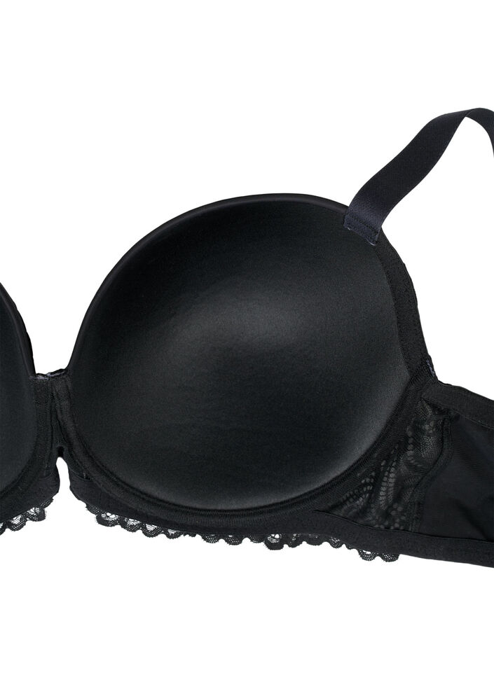 Formstøpt bøyle-BH med blonder, Svart, Packshot image number 3