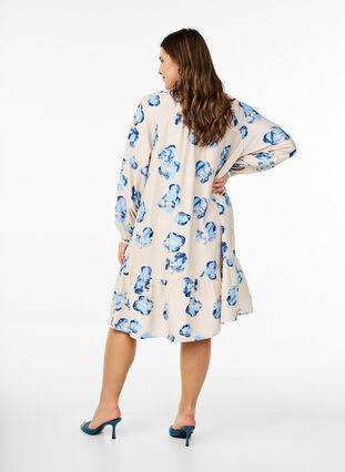 Zizzi Knelang kjole med lange ermer og A-linje snitt, Vanilje, Model image number 2