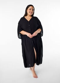 Kaftan strandkjole med knapper, Svart Kaftan strandkjole med knapper, Svart, Model