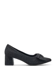 Wide fit - Pumps med sløyfe og rhinesteiner, Black