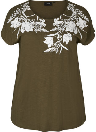 T-skjorte med trykk, Ivy green w. White, Packshot image number 0