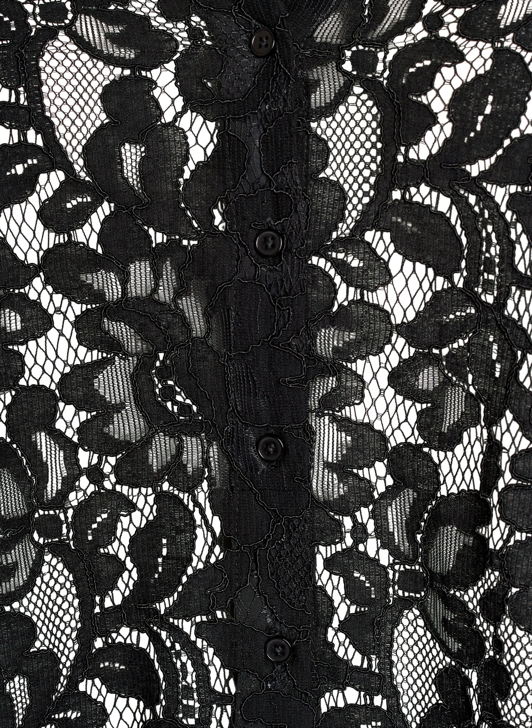 ZizziKortermet bluse med blonder og V-hals, Svart, Packshot image number 2