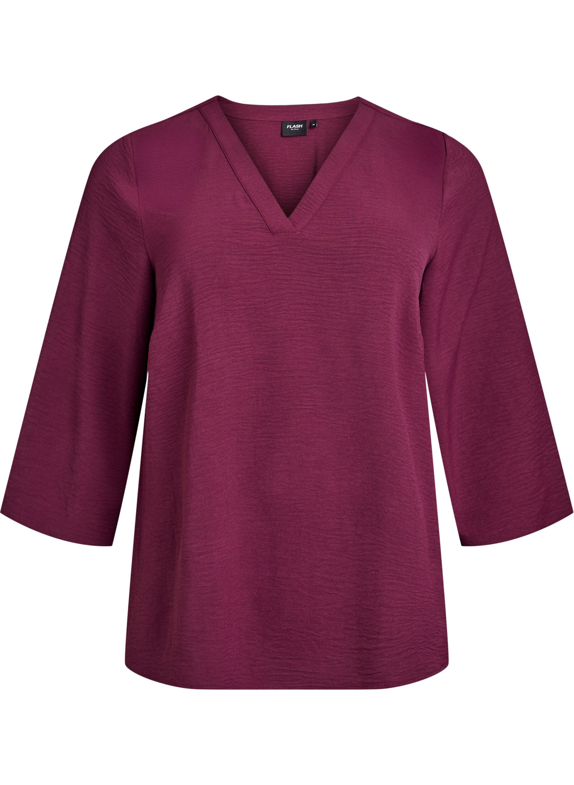 ZizziBluse med 3/4 ermer, M&oslash;rk Bordeaux, Packshot image number 0