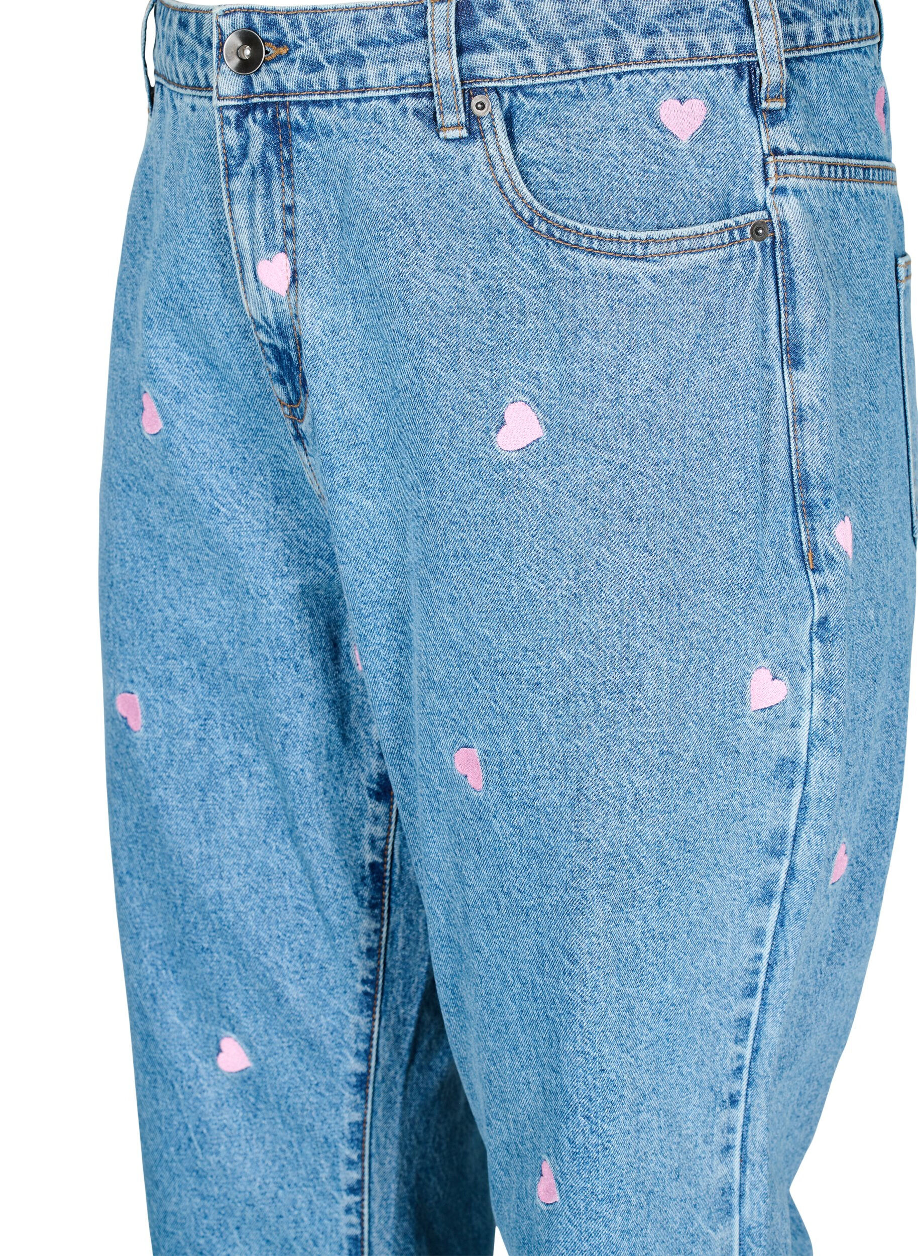 Zizzi H&oslash;y midje Gemma jeans med hjerter, Bl&aring;, Packshot image number 2