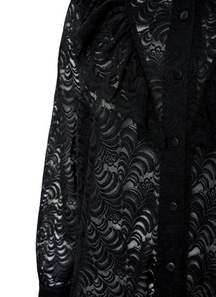 Skjortekjole med blonder og volanger, Black, Packshot image number 3