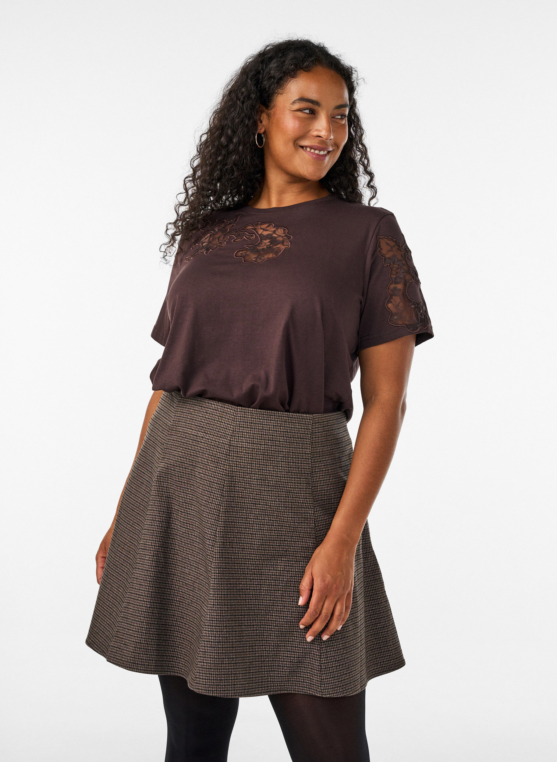 ZizziLiten A-line skj&oslash;rt, Brun, Model image number 0