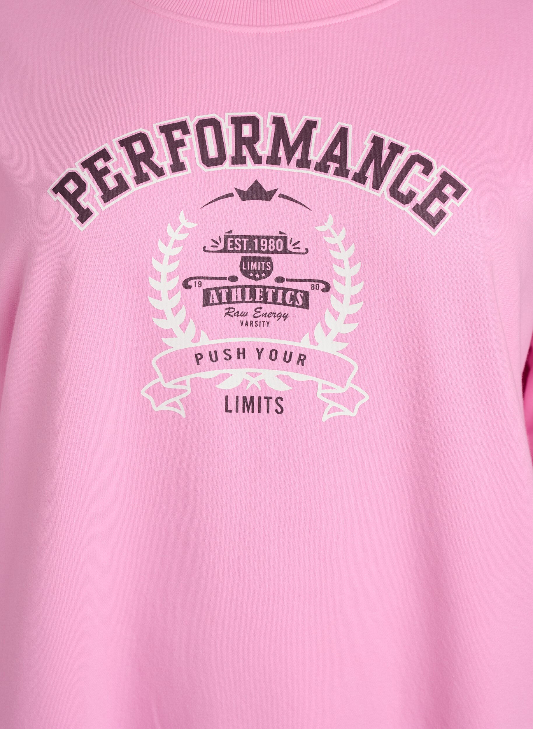 Zizzi Sweatshirt med teksttrykk, Rosa, Packshot image number 2