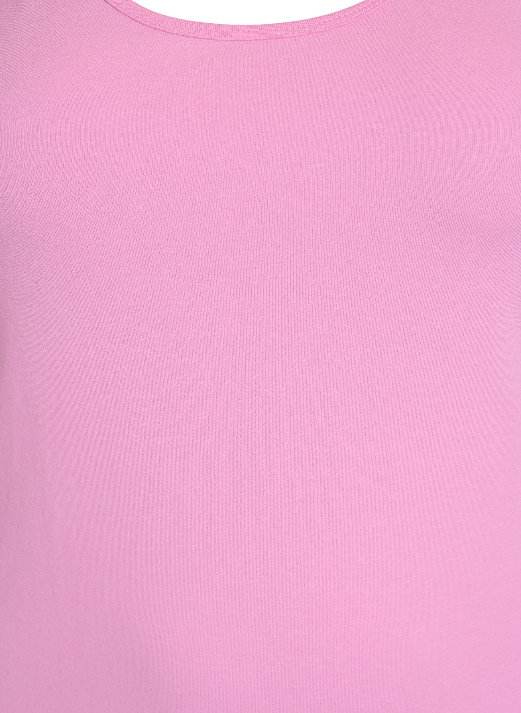 ZizziEnsfarget basic topp i bomull, Rosa, Packshot image number 2