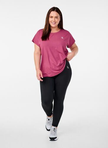 Zizzi Ensfarget t-skjorte til trening, Rød, Model image number 1