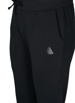 Ensfargede treningsbukser med lommer, Black, Packshot image number 2