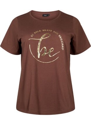 T-skjorte av økologisk bomull med mønster, Chestnut W. Be GF, Packshot image number 0