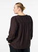 Viskosebluse med smock og rynkede detaljer, Brun, Model image number 2