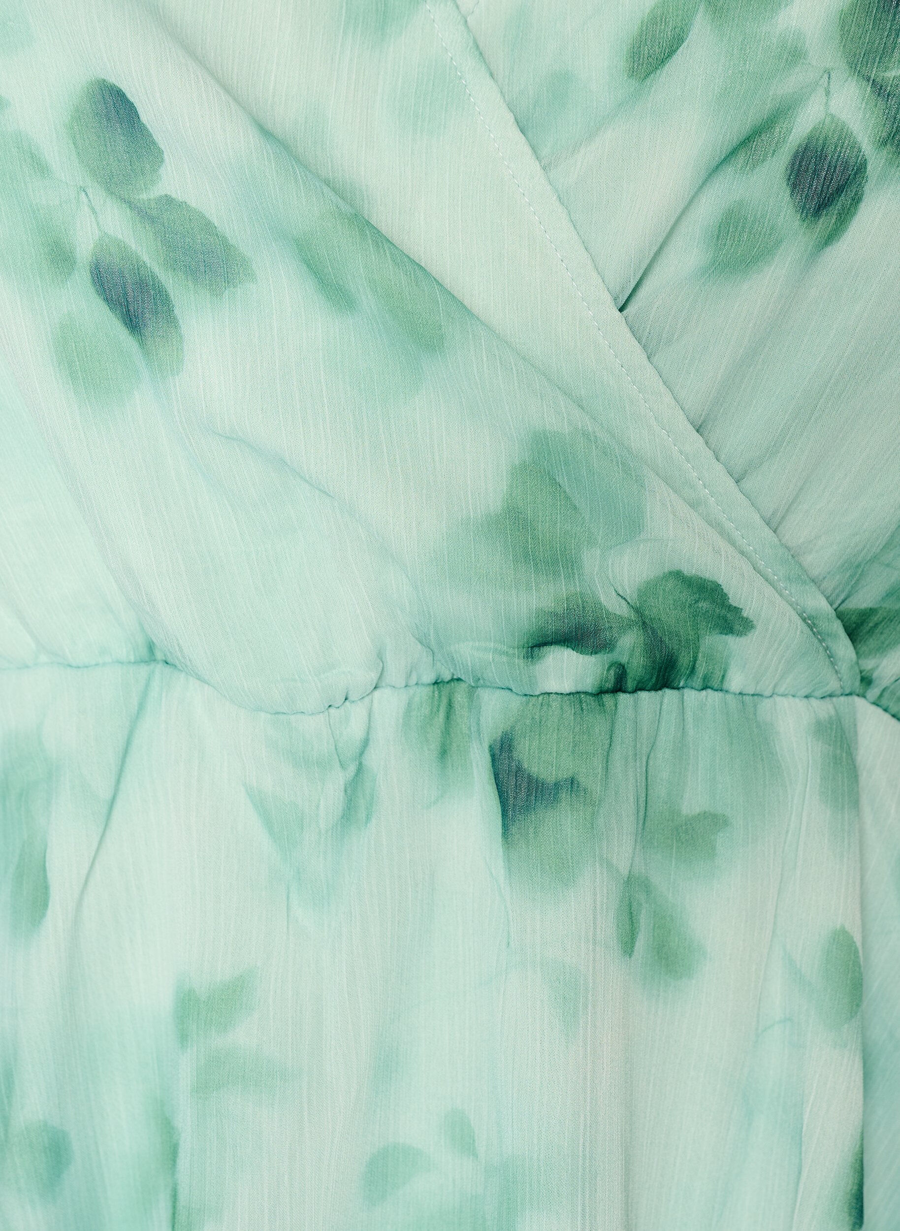 ZizziBluse i blomstrete chiffon med korte ermer, Gr&oslash;nn, Packshot image number 2