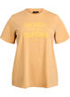 T-skjorte i økologisk bomull med et kult trykk, Gul, Packshot image number 0