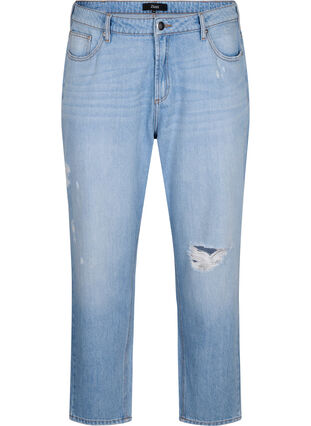 Mille mom fit-jeans med revner, Light Blue, Packshot image number 0