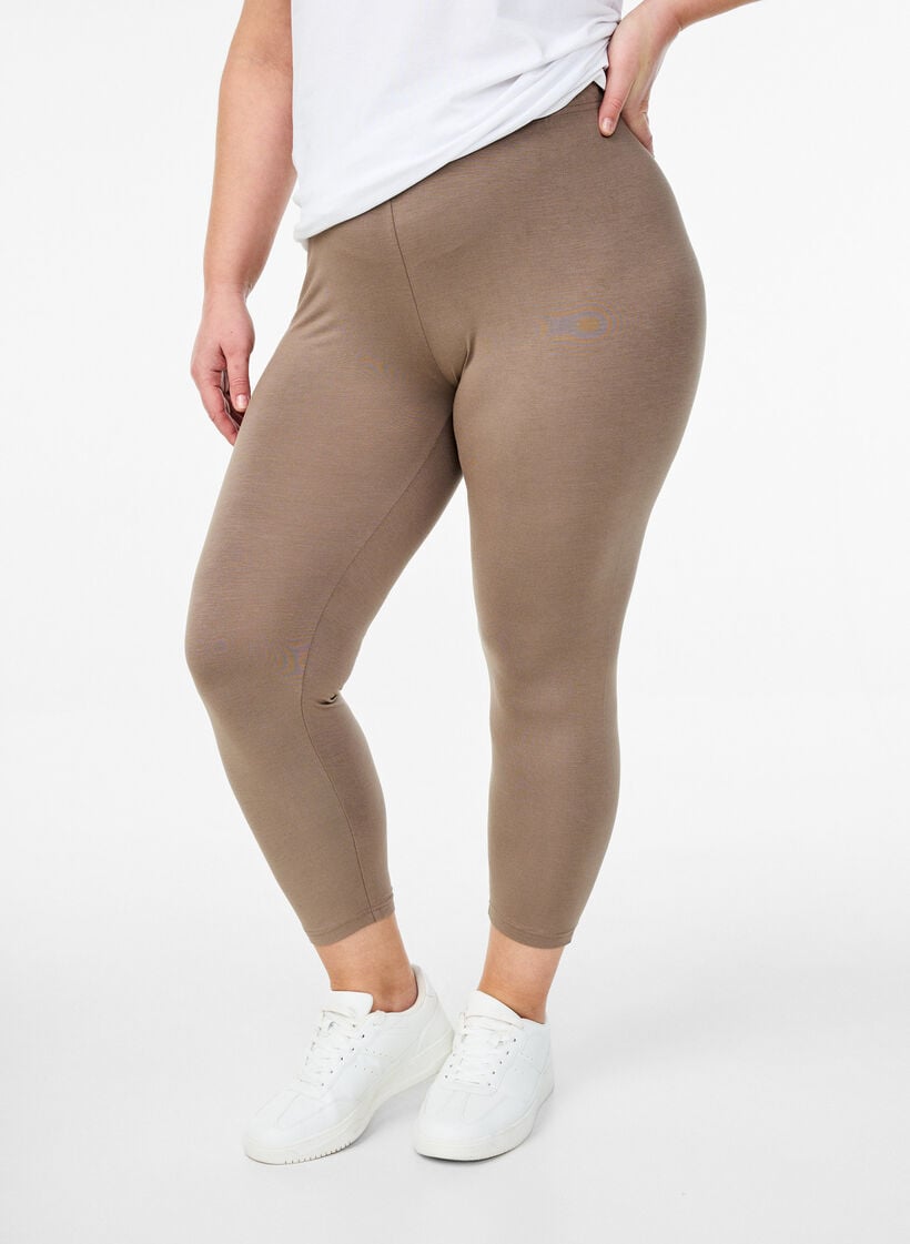 Basis 3/4 leggings i viskose, Brun, Model image number 0