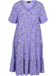 Kortermet viskosekjole med blomsrete mønster, Lilac Flower Print