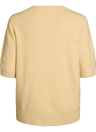 Zizzi Strikket bluse med korte ermer, Gul, Packshot image number 1