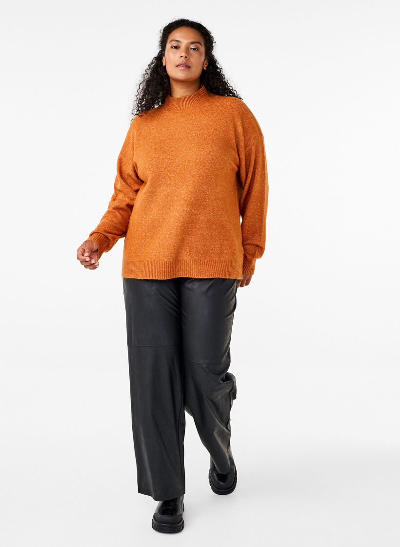 Strikket ullbluse med høy hals, Autumnal Mel., Model image number 2
