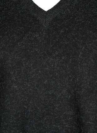Melert genser med v-hals, Dark Grey Melange, Packshot image number 2