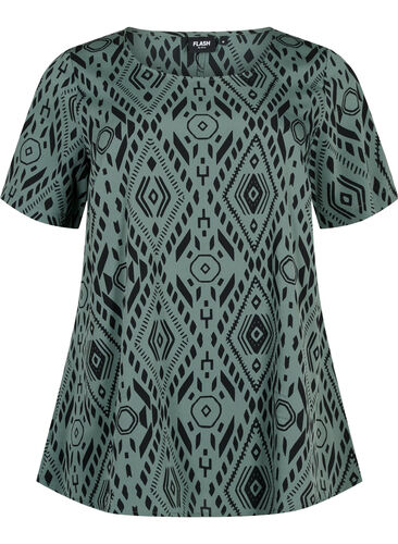 FLASH - Bluse med korte ermer og mønster, Balsam Graphic, Packshot image number 0
