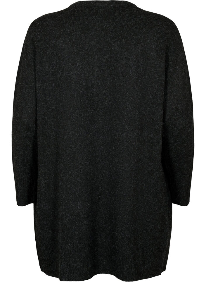 Ribbestrikket cardigan med lommer, Grå, Packshot image number 1