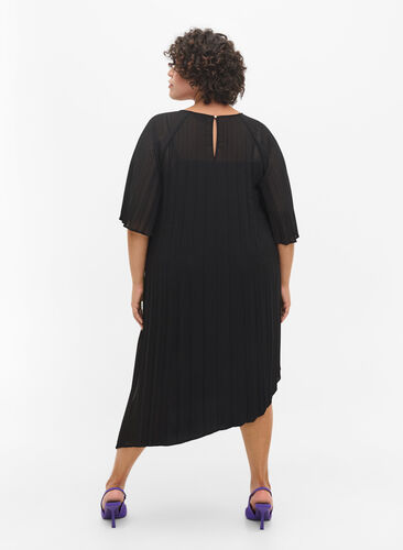 Kjole med 2/4-ermer og A-form, Black, Model image number 1