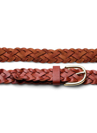 Flettet belte i skinn, Cognac, Packshot image number 2